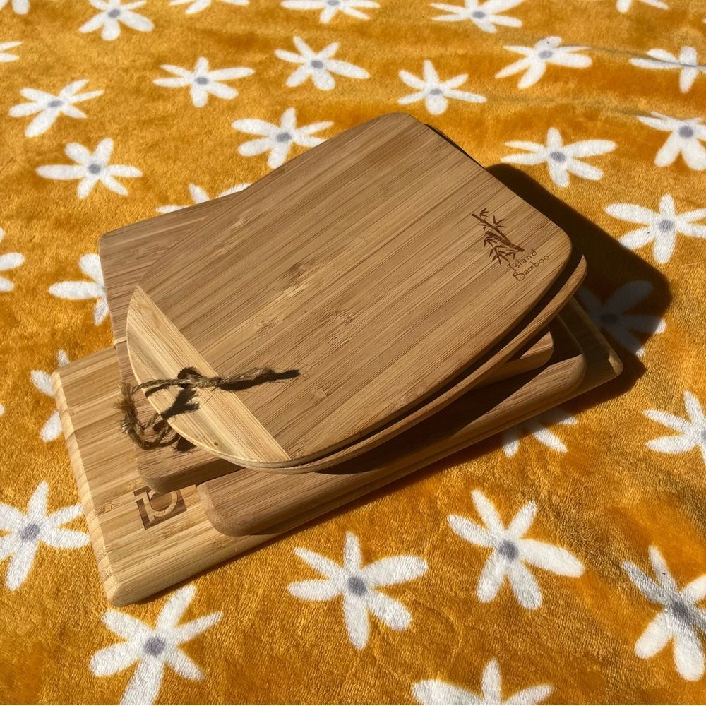 NWT & NWOT Island Bamboo Small Cutting Board Set 5ps Kitchen Starter Kit